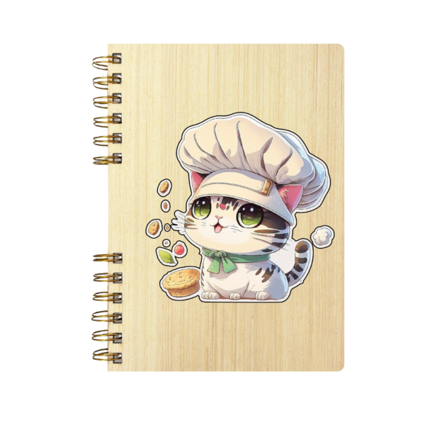 Cuaderno de Madera | Personalizado Gato Cheff