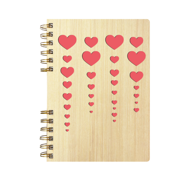 Cuaderno de Madera | CORAZONES ROSAS