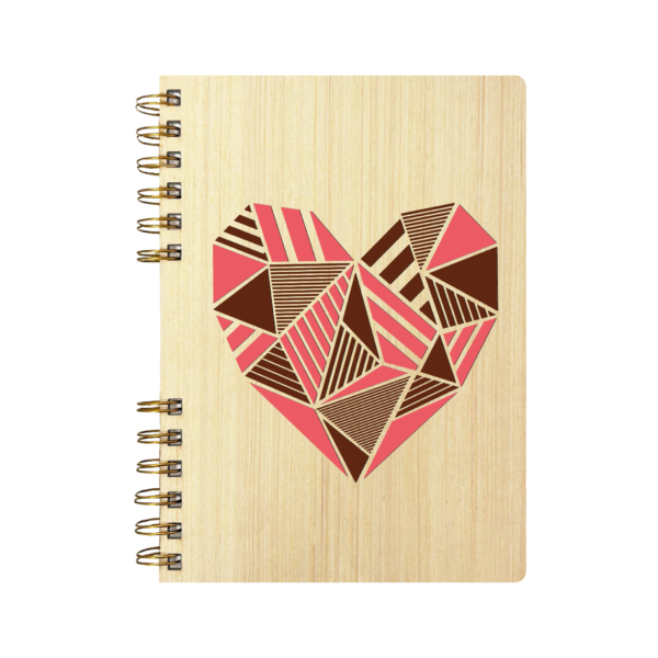 Cuaderno de Madera | CORAZON ROSA VECTOR